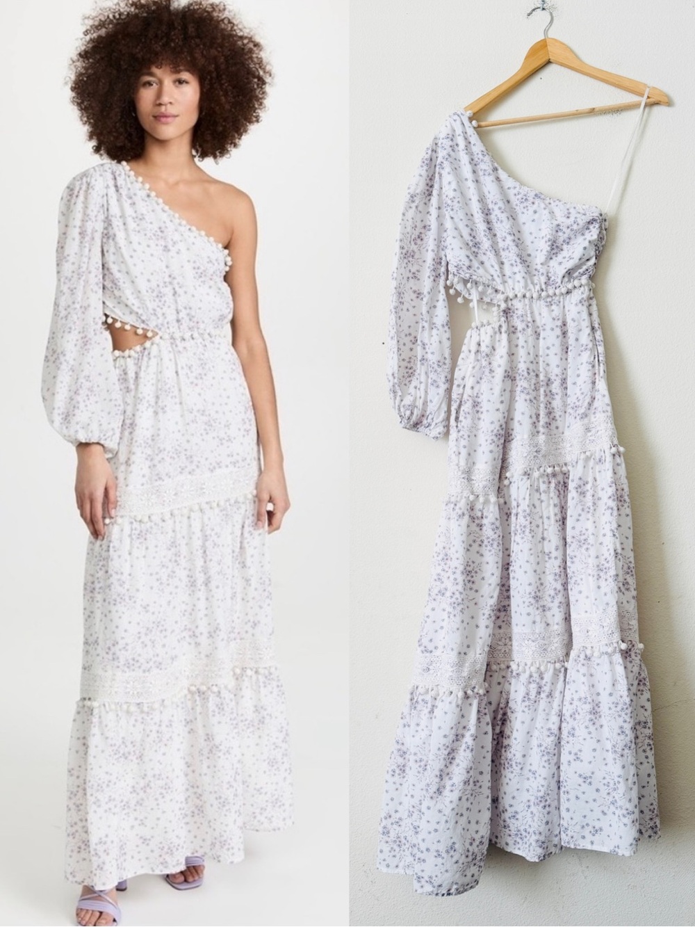 Cami NYC XS Olympia one shoulder cut out waist maxi dress